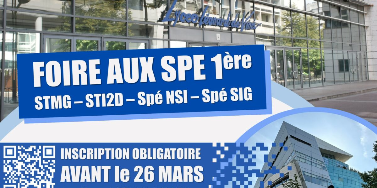 FOIRE AUX SPE : STMG, STI2D, Spé NSI, Spé SIG